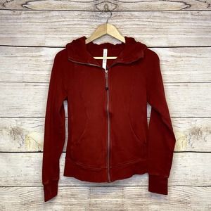 Lululemon Athletica Scuba Hoodie Dark Sport Red Sz 6 EUC Gym Wear Workout